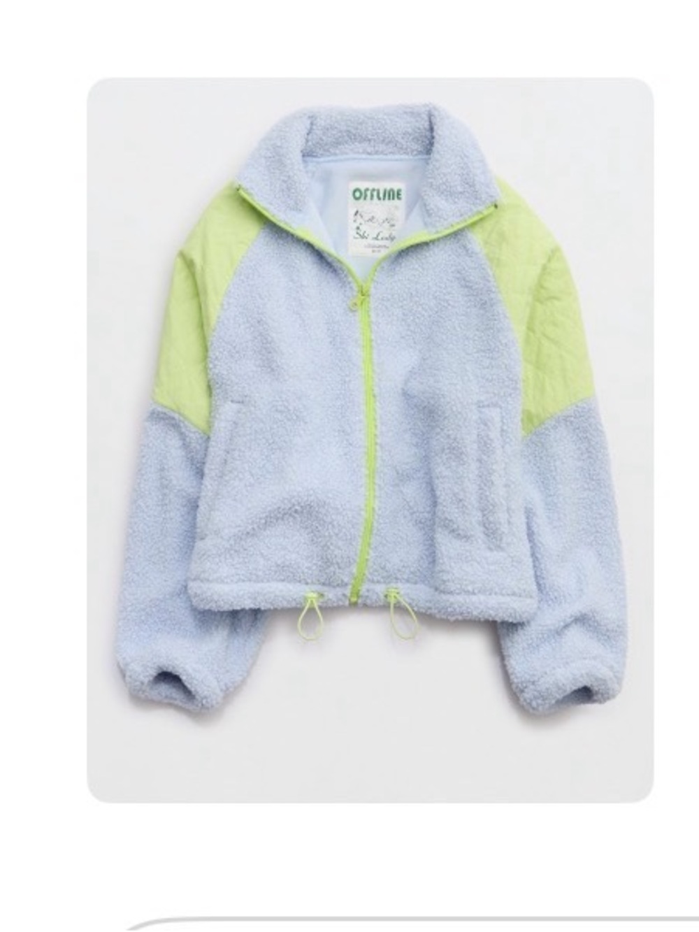 American Eagle Outfitters Light Blue & Lime Sherpa Jacket
